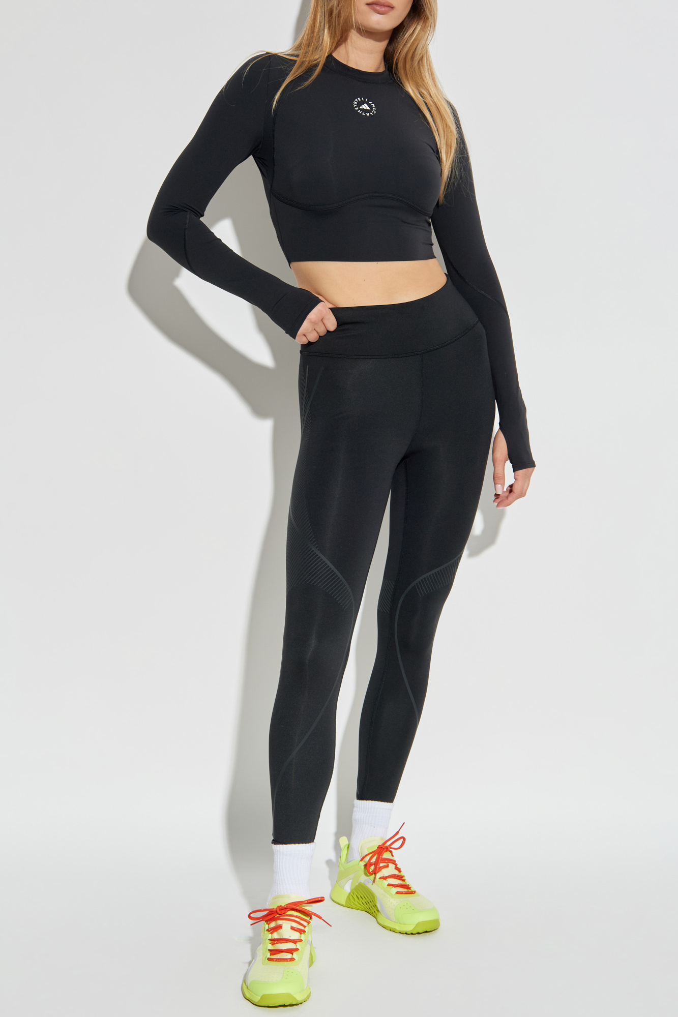 Tシャツ・カットソー Stella Mccartney Black Ribbed Long Sleeve Top Women's Tops, Shirts & T-Shirts | Organic Cotton & Silk